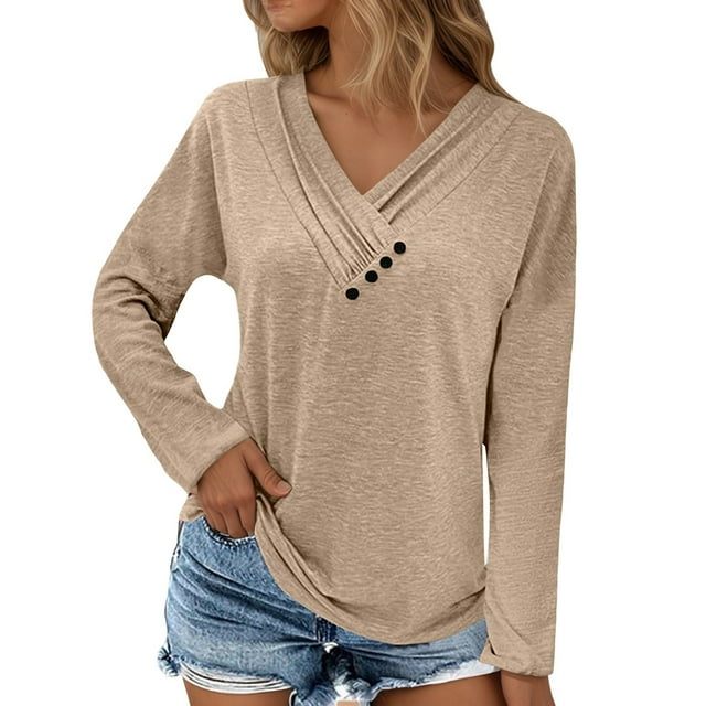 Long Sleeve Crewneck T-Shirt for Women Everyday Comfortable Relaxed Fit Basic Solid Color Top Soft Breathable Fabric