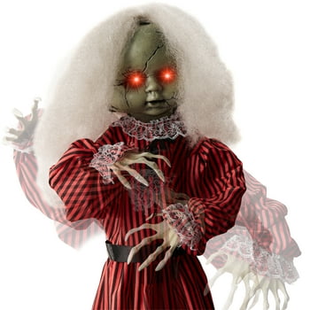 Best Choice Products Animatronic Roaming Doll Halloween Decoration, Haunted Holly Sound Activated Prop w/ Light-Up Eyes