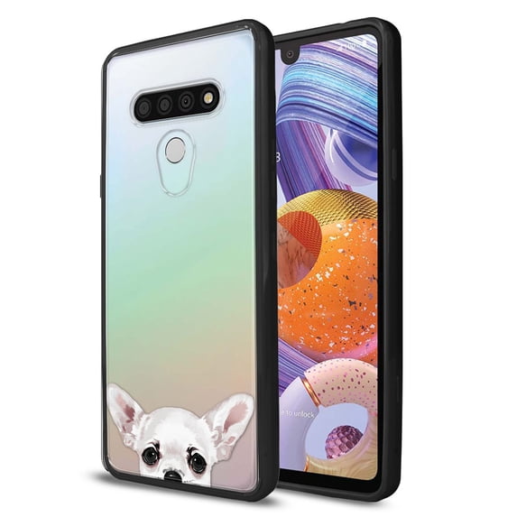 FINCIBO Slim TPU Bumper + Clear Hard Back Cover for LG Stylo 6 6.8" 2020, Animal White Chihuahua Dog