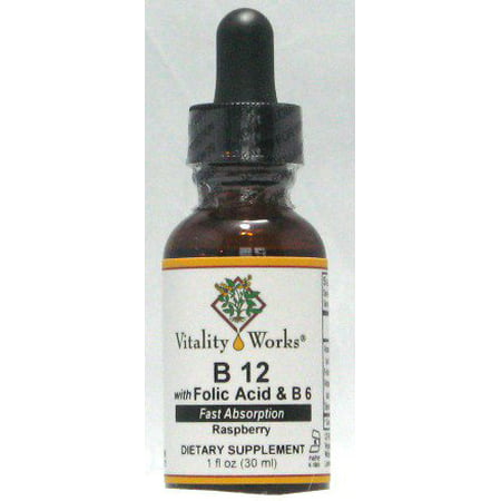 B12 with Folic Acid & Vitamin B6 Vitality Works 1 oz