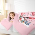 thumbnail image 5 of Manfei Merry Christmas Bedding Comforter Set 7 Pieces for Girls, Initial Letter P Full Bedding Set, Snowflake Snowman Reversible Fitted Sheet Flat Sheet, Breathable Home Decor, 5 of 8