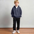 thumbnail image 2 of Boys Quarter Zip Hoodies Waffle Knit Kids Long Sleeve Hooded Sweatshirts Teens Pullover Tops Clothes Boys Lightweight Jacket, 2 of 6