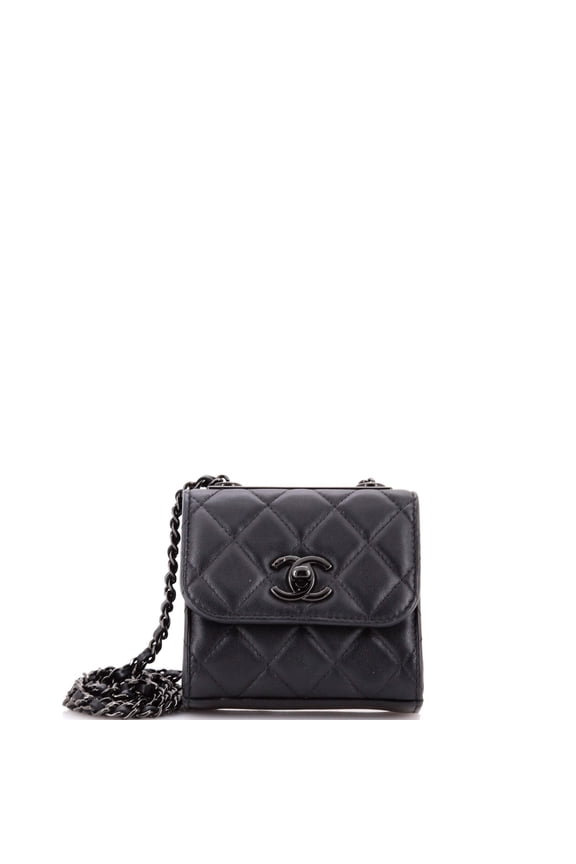 Pre-Owned So Black Trendy CC Clutch with Chain Quilted Lambskin Small By Rebag