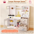 thumbnail image 3 of INFANS Kids Kitchen Play Set, Wooden Pretend Play Kitchen with Realistic Lights Sounds Coffee Maker Dishwasher Microwave Oven Foldable Fabric Drawers, Toddler Cooking Toys for Boys Girls, 3 of 10