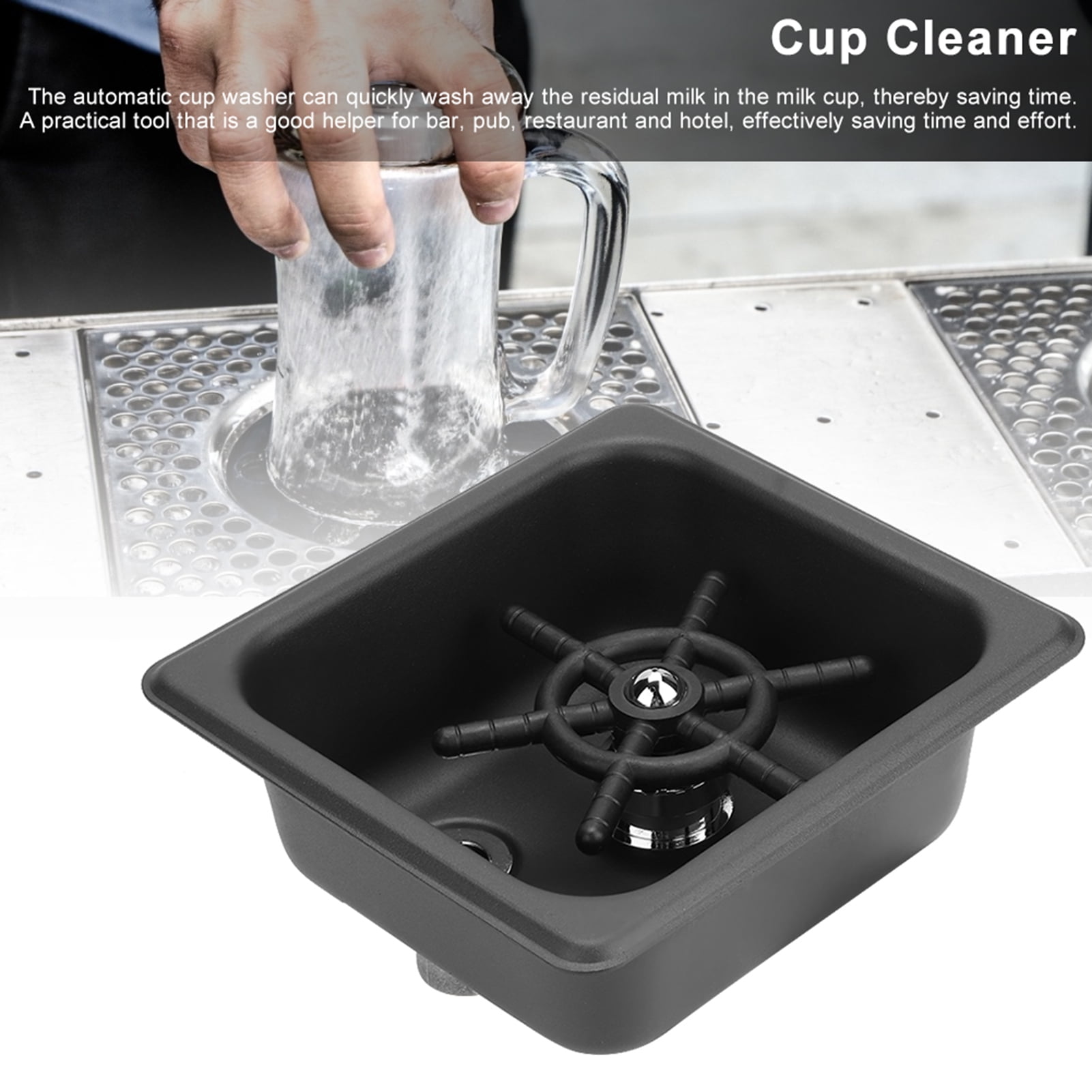 BIMZUC Matte Black 304 Stainless Steel Automatic Cup Rinser and Washer for Home Kitchen, Bar, and Coffee Shop