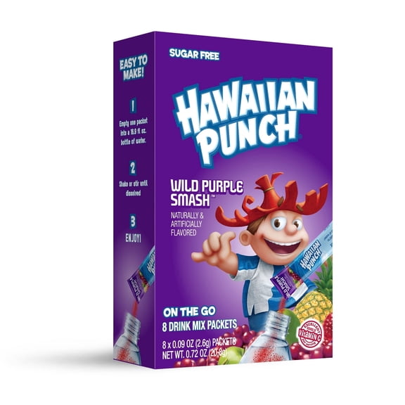 Hawaiian Punch Powdered Drink Mix, Wild Purple Smash, 8 Count