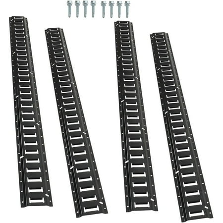 Genrics Four 5 ETrack Tie Down Rails  Powder Coated Steel ETrack Tie Down 5 Horizontal ETrack Pack of 8 Bolted Tie Down Rails for Cargo on Pickups Trucks Trailers and Vans