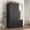 Black, variant on Noble House 4 Doors Wardrobe Closet with Mirror, LED Light and Drawers, Black