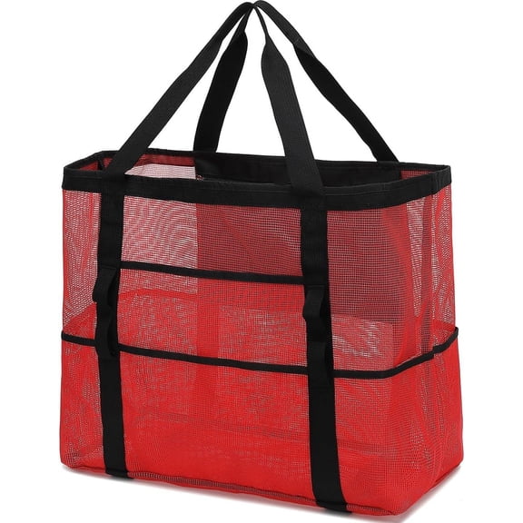 Mesh Beach Bag, Extra Large Beach Tote with Zipper Pocket Pool Bag for Cruise/Swim/Vacation Essentials