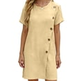 thumbnail image 5 of LIaqionyy Women's T Shirt Dress Short Sleeve Summer Casual Button down Crew Neck Sundresses Mini Dresses, 5 of 7