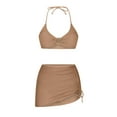 thumbnail image 4 of WREESH Womens Two Piece Swimsuit Swim Skirt Bikini Sets Swimsuit Split Swimsuit Bikini Set Beach Bathing Suit Coffee, 4 of 6