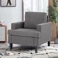 thumbnail image 6 of Hramk Mid-Century Accent Chairs, Dark Grey Linen Fabric Armchair, Upholstered Single Sofa Chairs for Bedroom Living Room, 6 of 6