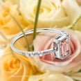 thumbnail image 2 of 1.25 Carat Emerald Cut Morganite And Diamond Moissanite Thin Engagement Ring, Slim Wedding Ring in 925 Sterling Silver With 18k White Gold Plating Holiday Gift, Promise Ring, Anniversary Ring, 2 of 3