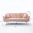 thumbnail image 7 of Modern Futon Sofa Bed Velvet Fabric Golden Metal Legs 3 Seats 68 inch Wide Loveseat Sofa Living Room Sofa with 2 Throw Pillows, 7 of 7