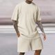 thumbnail image 2 of Traje Deportivo Perforado de los Hombres, Moda de Manga Corta Cuello Redondo de Ocio para el Desgaste Casual Y de Playa, Blusa Atlética de Poliéster Suave, 2 of 9
