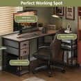 thumbnail image 6 of 48" L Shaped Office Desk Charging Station & 2 Fabric Drawers, Corner Computer Desk with Open Shelf for Home Office Gaming, Oak, 6 of 10