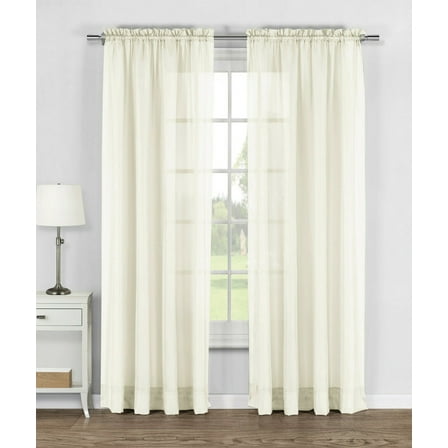 Elegant Sheer Voile Rod Pocket Curtain Panel Pair - Beige, 84 in. Long