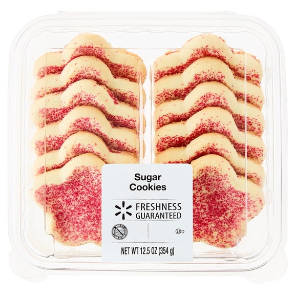Freshness Guaranteed Star Shaped Sugar Cookies with Red Sugar, 12.5 oz, 12 Count