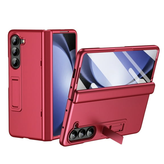 Dteck for Samsung Galaxy Z Fold 6 Case with HD Screen Protector, Built-in Kickstand & Hinge Protection All-Inclusive Protective Case for Galaxy Z Fold6 5G,Red