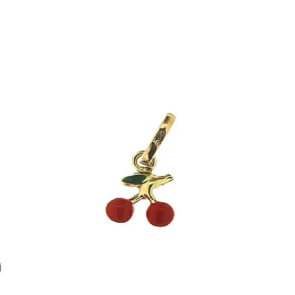 18KT Yellow Gold Red Enamel Cherry Charm 6mm