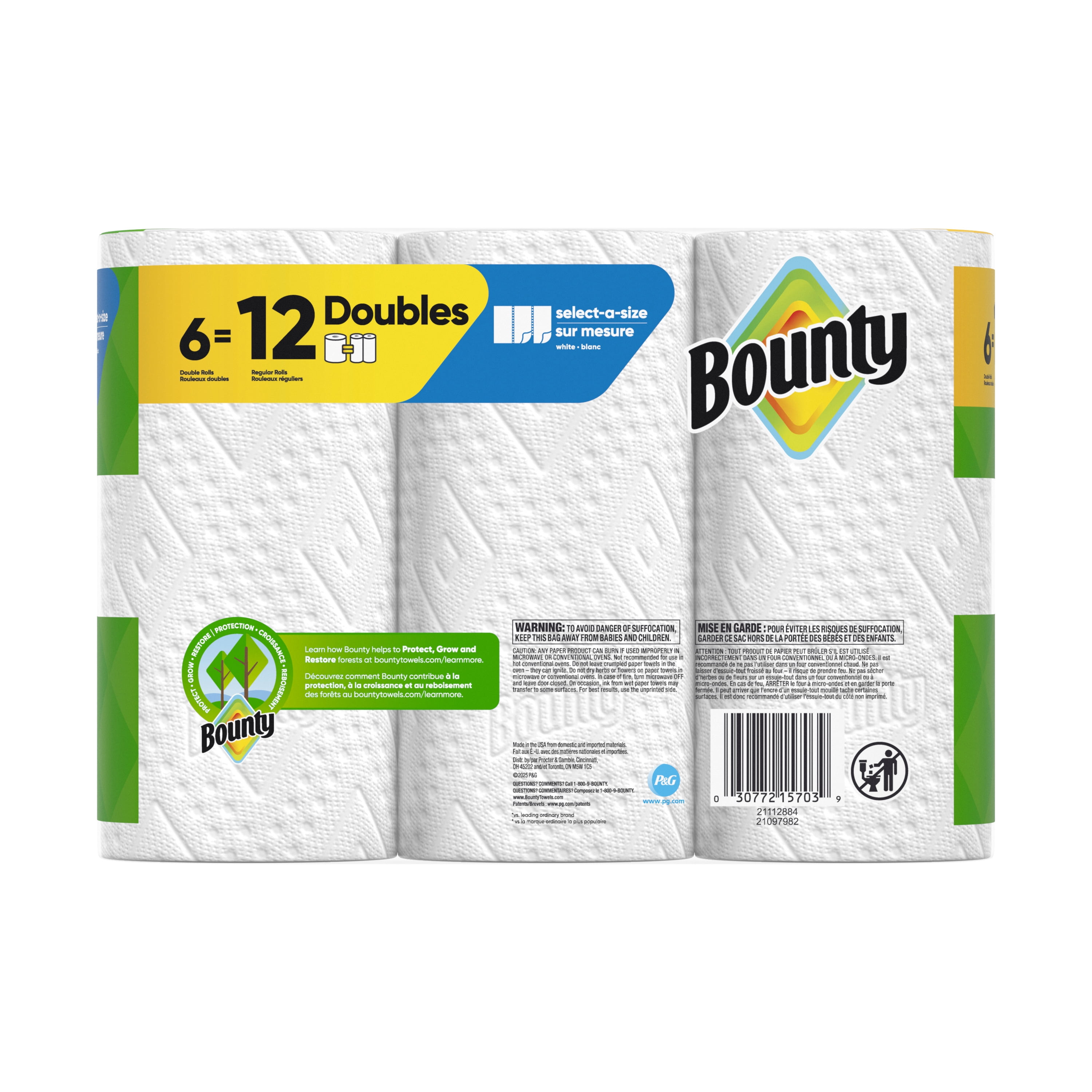 Bounty Paper Towels Select-a-Size, 6 Double Rolls
