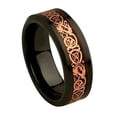 thumbnail image 2 of Wedding Ring For Men or Women 8mm Black Tungsten Band Rose Gold Celtic Knot, 2 of 4