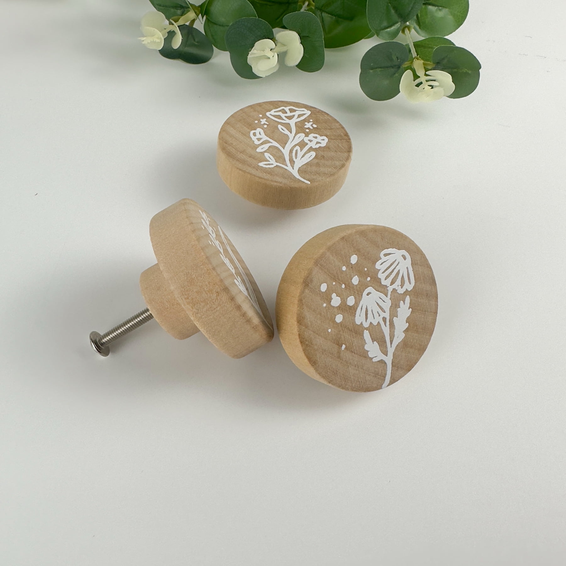Jamjam 8Pack 1.8" Wood Dresser Boho Kitchen Furniture Drawer Cabinet Decorative Knobs and Pulls
