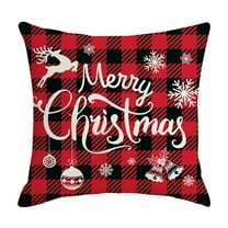 Wadada Merry Christmas Pillow Covers 18x18 Inch Red and Black Buffalo Check Plaid Pillow Cases Xmas Tree Snowflakes Holiday Winter Farmhouse Christmas Decorations Cushion Cover for Sofa Couch (1PCS)
