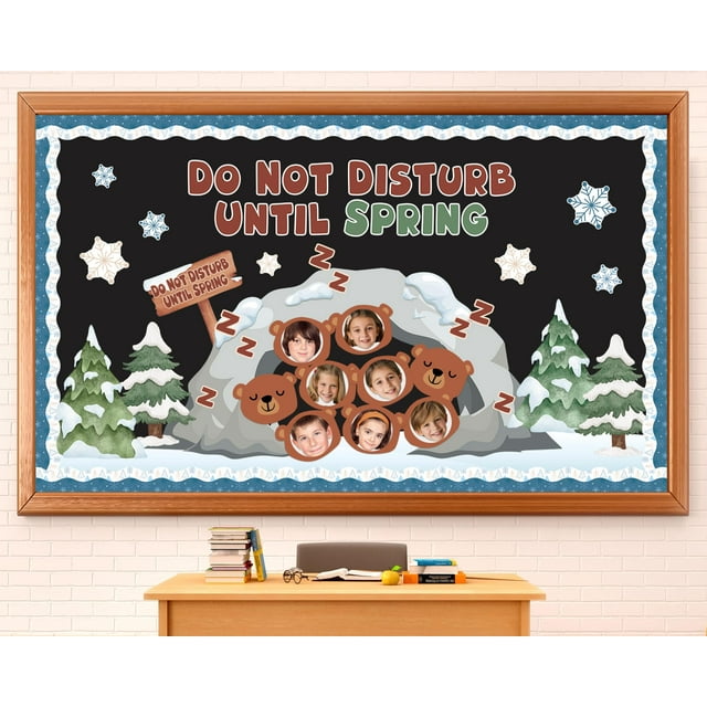 Conjunto de Tablero de Anuncios de Invierno con Oso Hibernante