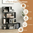 thumbnail image 5 of Giantex S-Shaped Bookshelf, Geometric Bookcase w/Open Shelves, Wood Standing Shelf, Black, 5 of 8