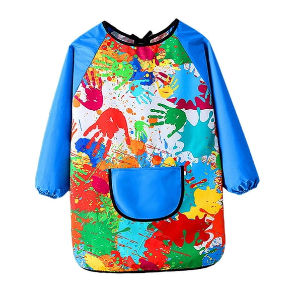 Luzkey Kids Art Smock Kindergarten Soft with Pocket Practical Paint Apron Paint Smock for Handwork Drawing Cooking Girls Boys Age 2+ B M