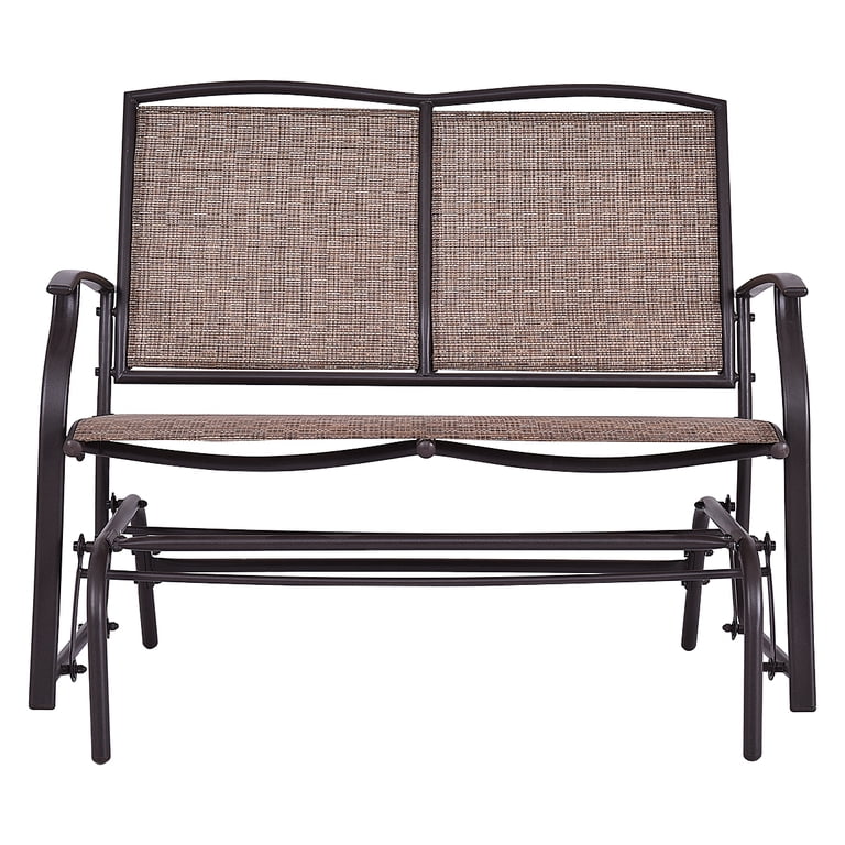 Costway 2-Person Patio Glider Rocking Bench, Brown photo 2