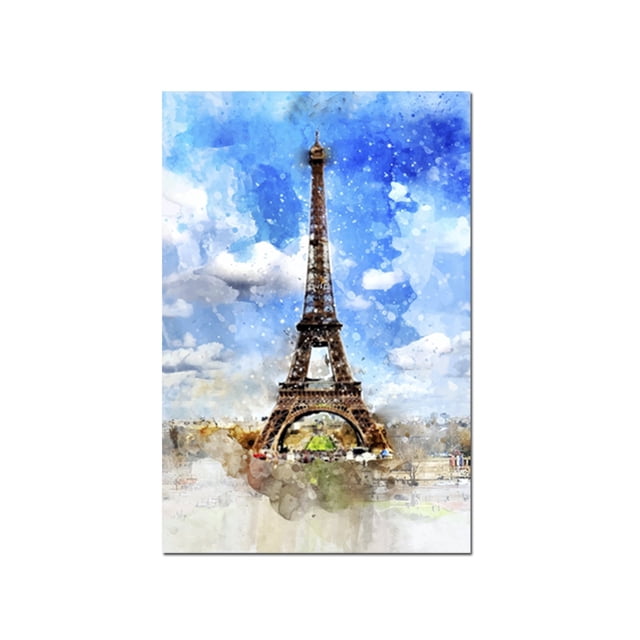 cuadro decorativo paris watercolor lienzo by suma 1 pieza 40 X 60 CM