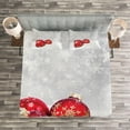 thumbnail image 3 of Ambesonne Christmas Quilted Bedspread Set 3 Pcs, Baubles on Snowflake, King Size, Red White, 3 of 3