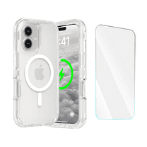 2-in-1 Entronix Bundle designed for iPhone 17, Heavy Duty Clear Magnetic Case and Tempered Glass