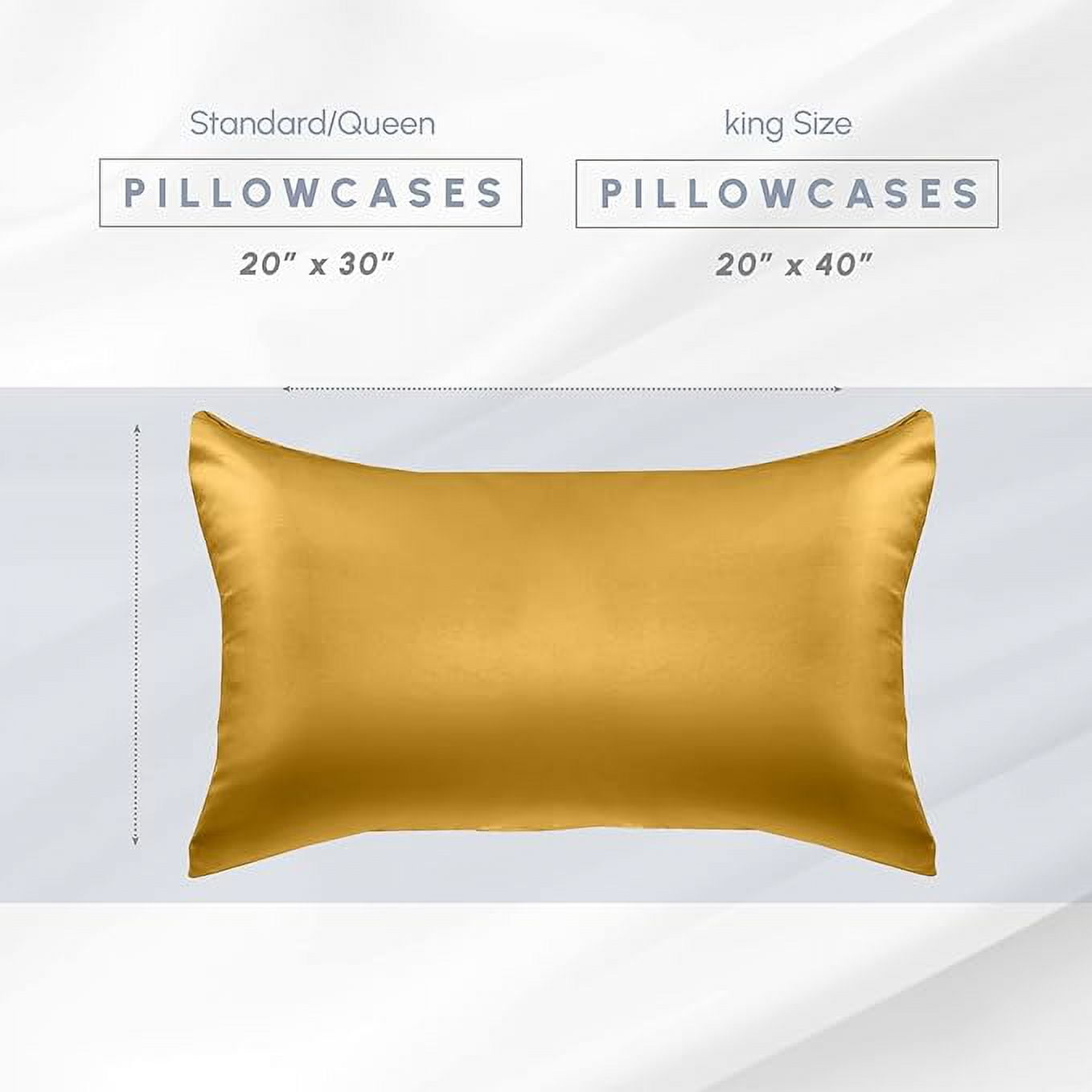 Cooling Viscose Satin Pillowcase 6-Pack Set with Hidden Zipper Closure, King, Gold