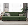 thumbnail image 6 of CHIC HOUSE 101" Sectional Sofa with Storage Ottoman Chaise, Corduroy Sleeper Sofa Convertible Sectional Couches for Living Room, 8 Seater Corner Modular Sofa with Deep Seat Throw Pillows, Green, 6 of 10