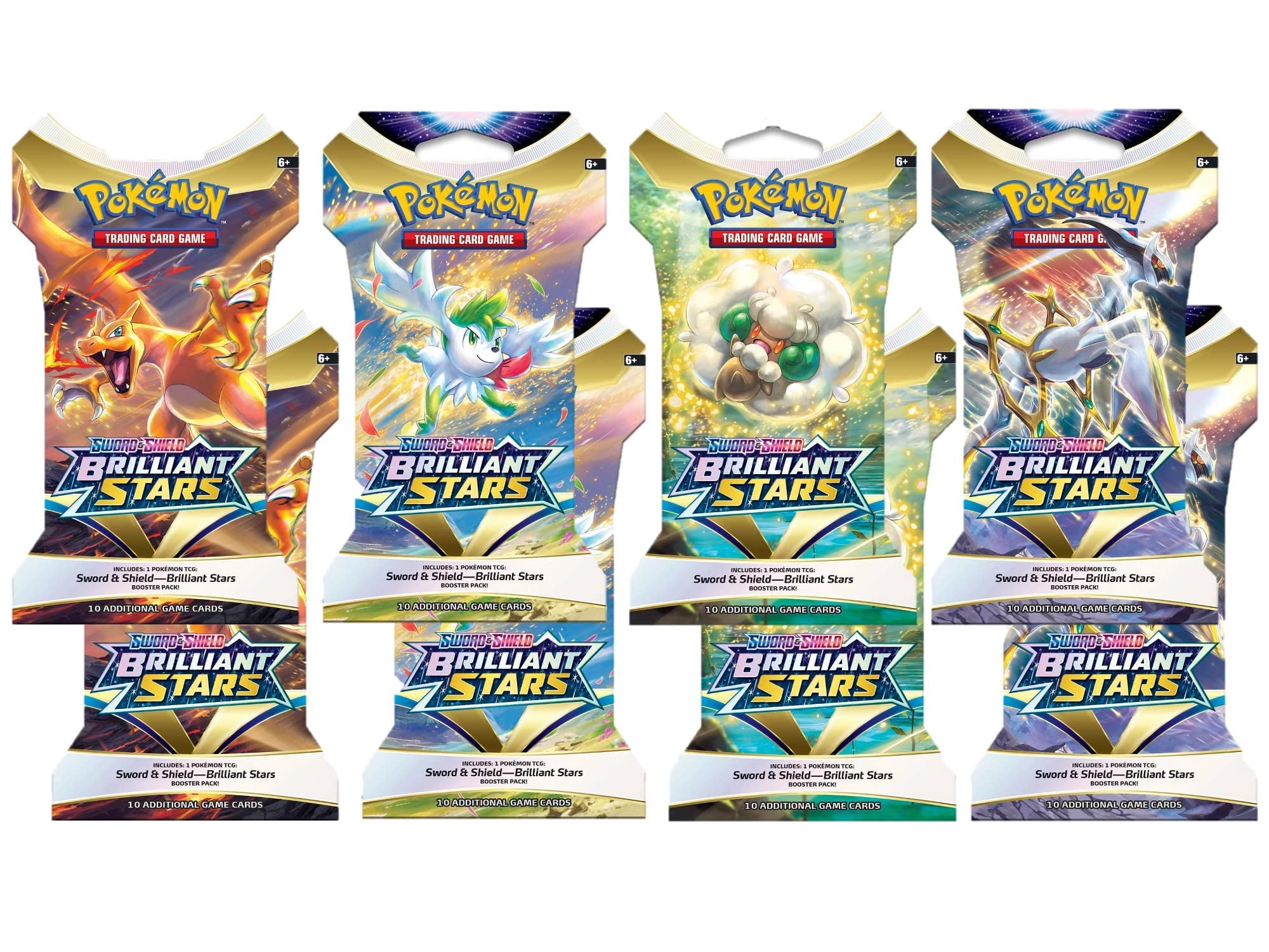 Pokemon Sword and Shield Brilliant Stars Sleeved Box Boosters - 8 booster packs!