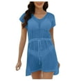 thumbnail image 1 of Sorties de Plage for Vêtements de Bain Robe Femme Mode Féminine Col Rond Manches Courtes Ample Ajourée Blouse de Maillot de Bain de Plage Sorties de Plage pour Femmes sur Clearance, 1 of 5