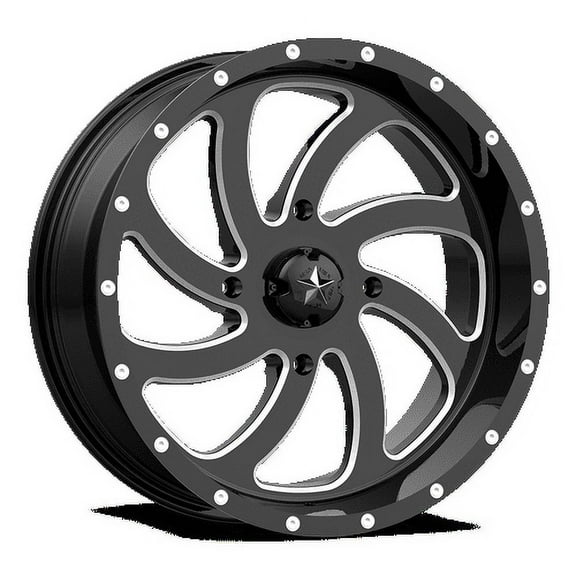 MSA Offroad Wheels Aluminum Rim M36 SWITCH 20X7in Gloss Black Milled Finish, M36-020737M