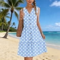 thumbnail image 2 of FRSASU Summer Dress for Women Fitted Waisted Button up V-Neck Sleeveless Hawaiian Beach Sundress with Pocket Light Blue-A, 2 of 7