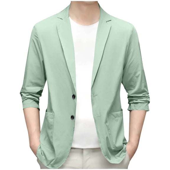Fitted Jackets for Men Jerdar Man Solid Color Fashion Lapel Casual Pocket Button Suit Coat
