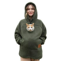 Fuzzy Fleece Cat Pouch Hoodie For Women Men Pet Carrier Hoodie Zipper Pet Care Hoodies Oversize Hooded Sweatshirt With Zip Kangaroo