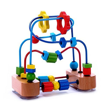 Classique Perle Maze Cube jouet pour bébés, enfants en bas âge - Perles Roller Coaster en bois sur fil robuste Cadres