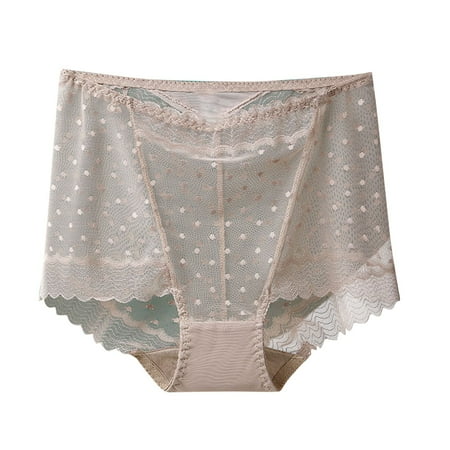 Sdeycui Women High Waist Cheeky Panties Sexy Lace Underwear Plus Size Full Coverge Panty Breathable Mesh Briefs