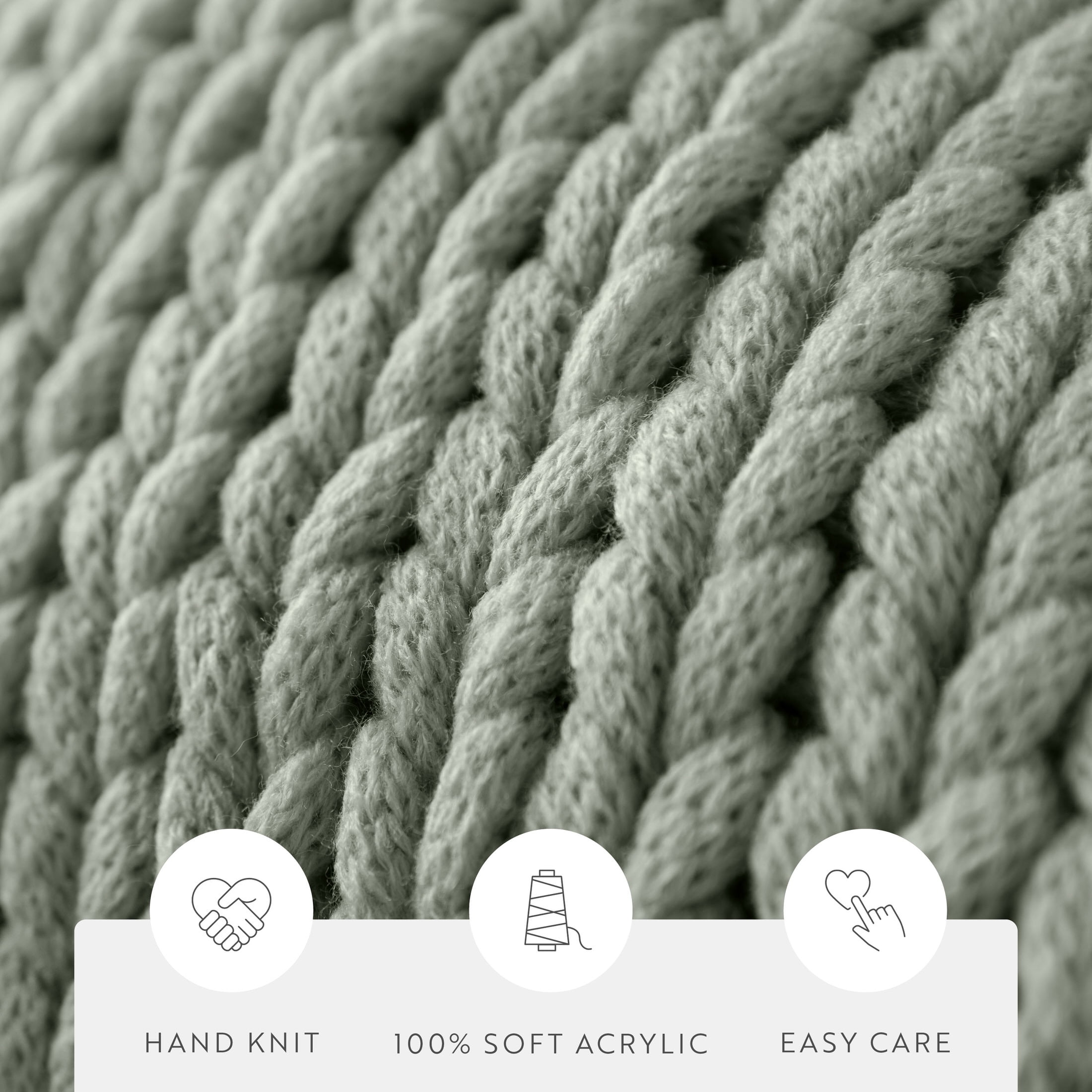 Eucalyptus Chunky Knit Throw Blanket, One Size, by Noble Linens