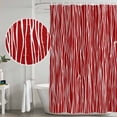 thumbnail image 4 of Red Striped Shower Curtain Set - Standard 72" x 72" Washable Bathtub Curtain with 12 Hooks, Classic Minimalist Waves Lines Pattern Waterproof Fabric Stall Shower Curtains for Bathroom/Bathtub Décor, 4 of 6