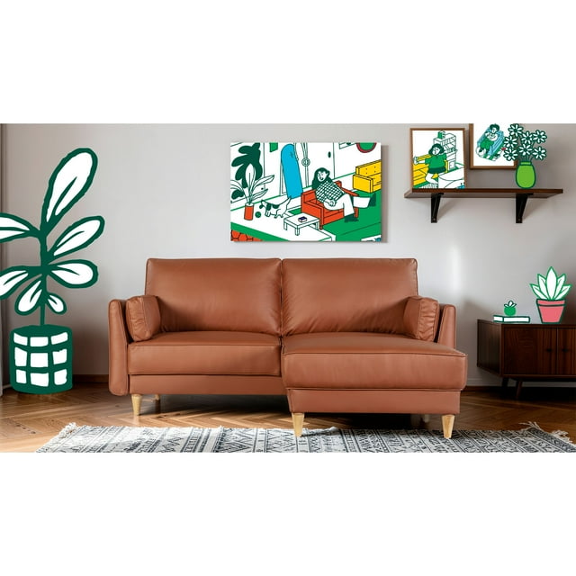 Sofá Cama Makora Samba con Memory Foam Color Café Vinipiel Respaldo Reclinable de 3 Posiciones