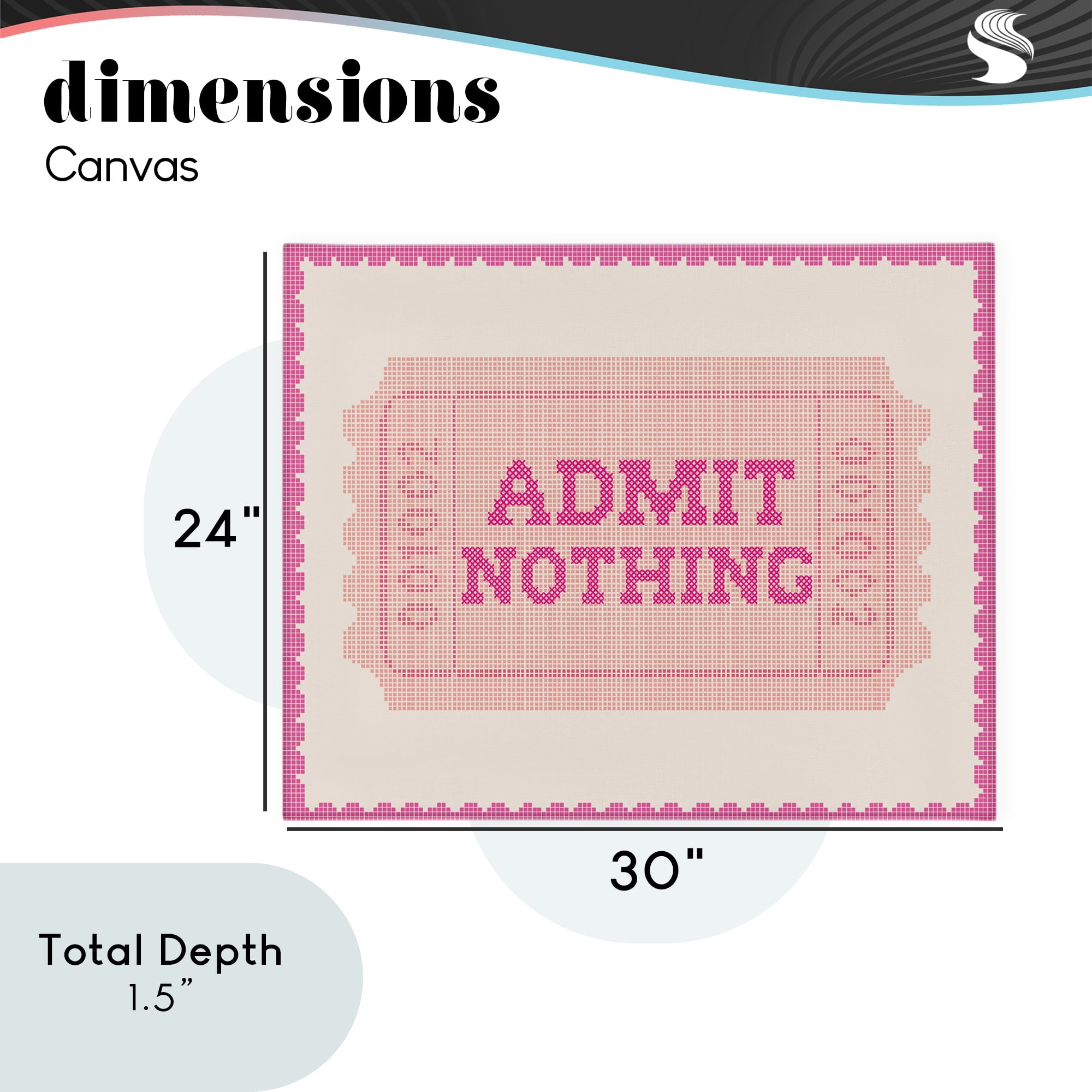 Stupell Industries Admit Nothing Retro Pink Ticket Canvas Wall Art, design by Lil' Rue