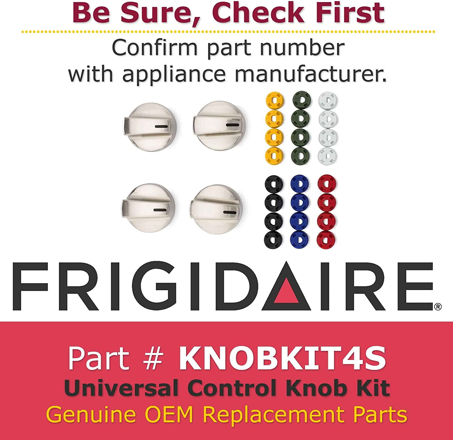 Genuine Frigidaire KNOBKIT4S Range Control Knob Kit